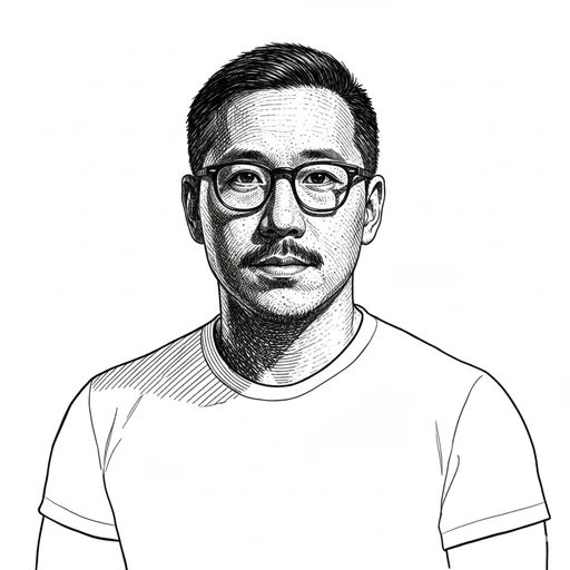 Pen-and-ink portrait of Clemens Wan